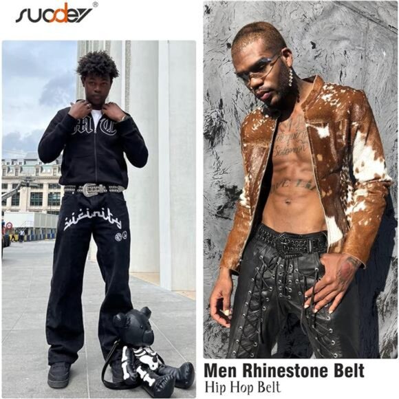 SUOSDEY Men Women Rhinestone Belt Western Cowboy Cowgirl Belt Bling Sequins main image 7
